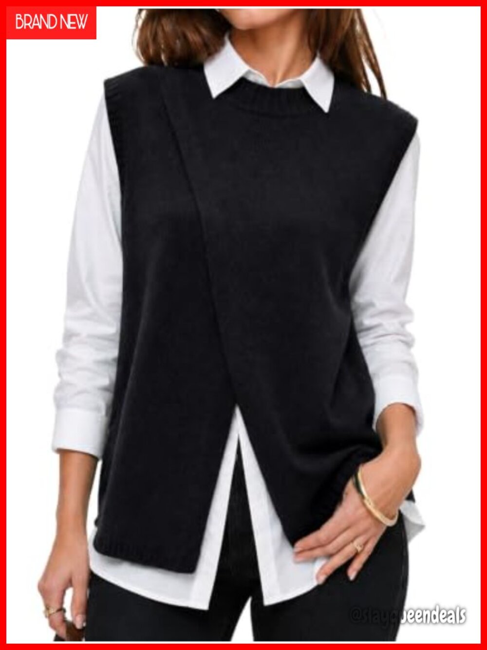 Soft Knit Mock Neck Sleeveless Long Sweater Vest Business Casual Layering